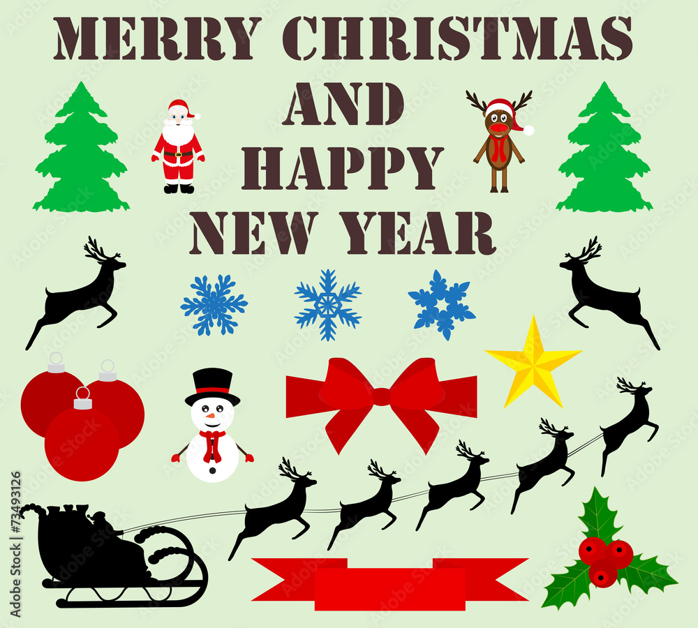 Christmas and New Year icons for celebratory design