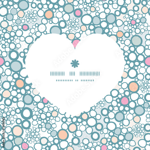 Vector colorful bubbles heart silhouette pattern frame