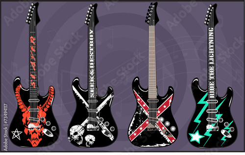 Electric Guitars art vector Pack 5