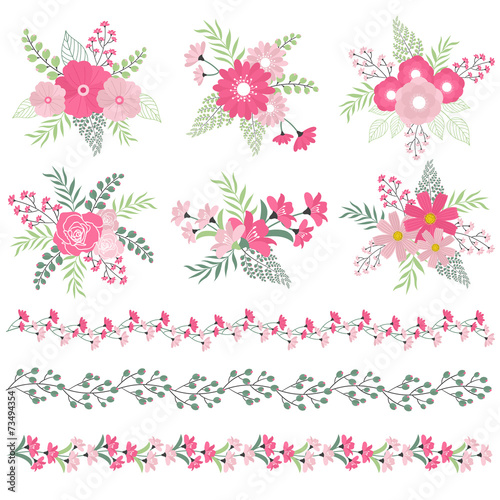 Fototapeta Naklejka Na Ścianę i Meble -  Wedding floral bouquets and borders