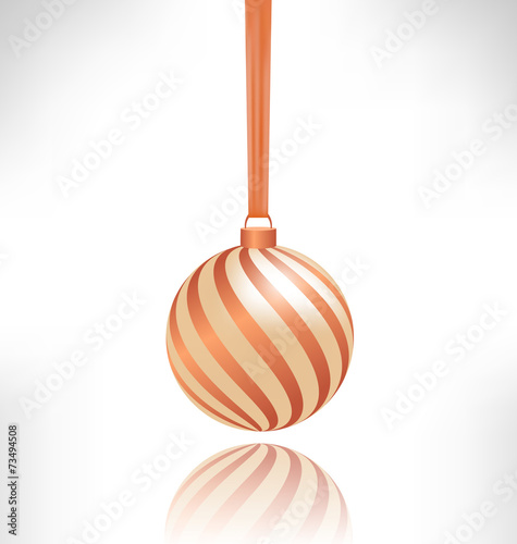 Single spiral Christmas ball hanging on piece of fabric with ref
