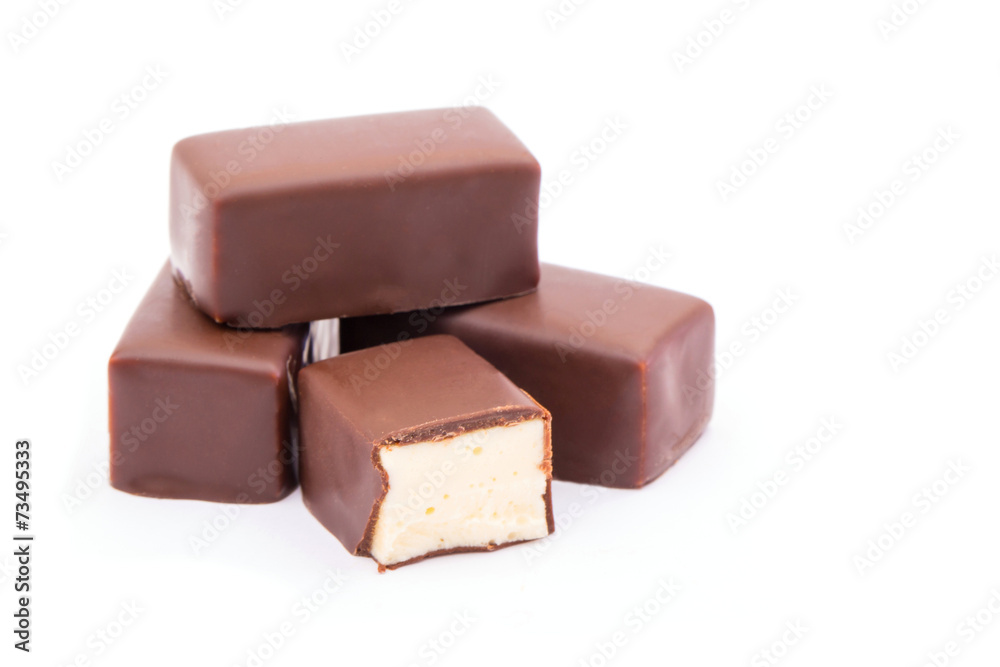 Chocolate bars stack isolated on white background Chocolate bars stack isolated on white background