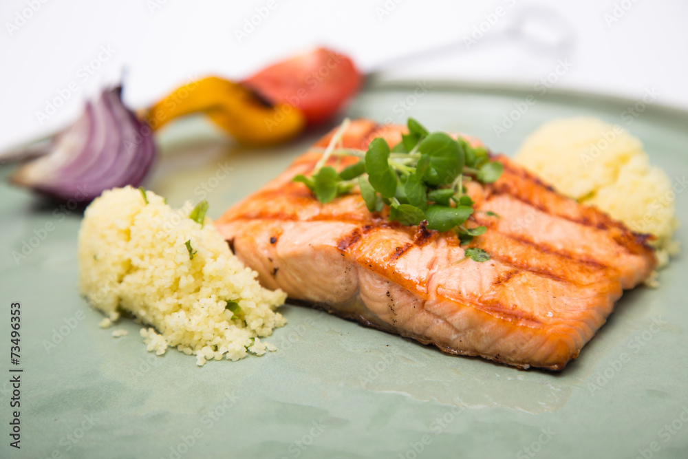 salmon on plate