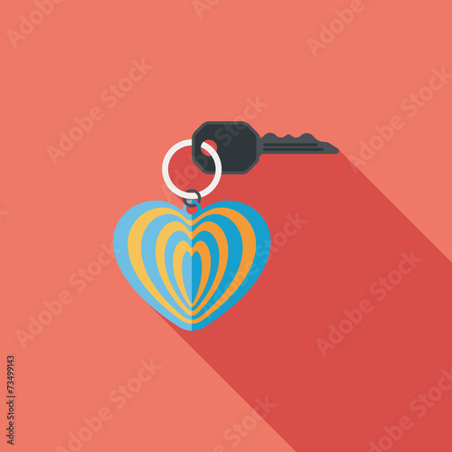Valentine's Day lover keychain flat icon with long shadow,eps10