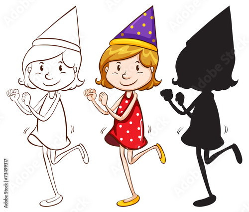 A happy girl with a party hat