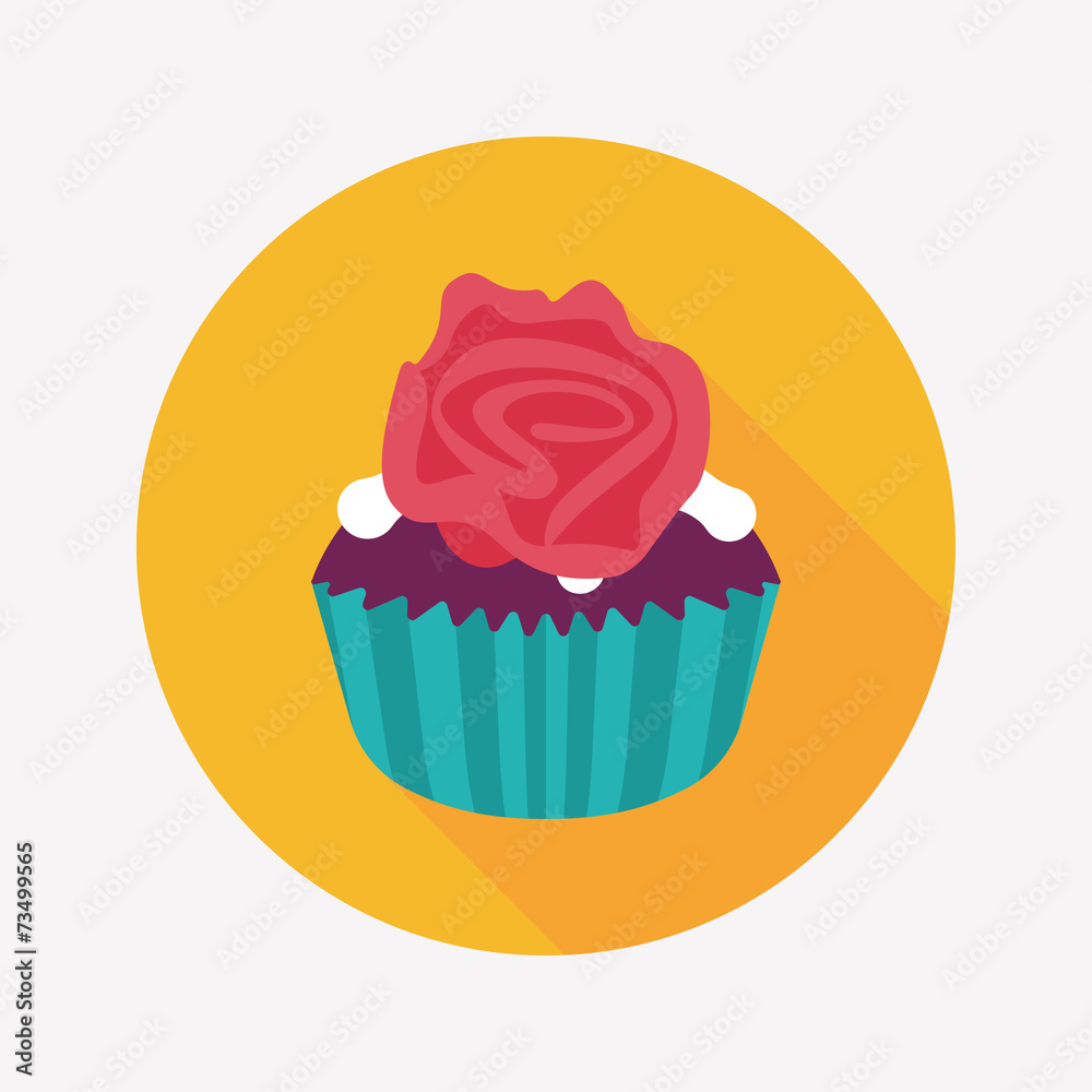 Valentine's Day cupcake flat icon with long shadow,eps10 Valentine's Day cupcake flat icon with long shadow,eps10