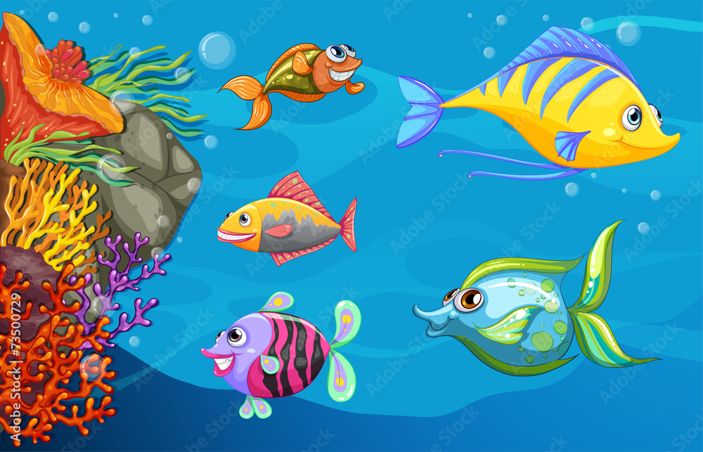 Naklejka premium A school of fish under the sea