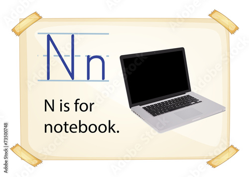 A letter N for notebook