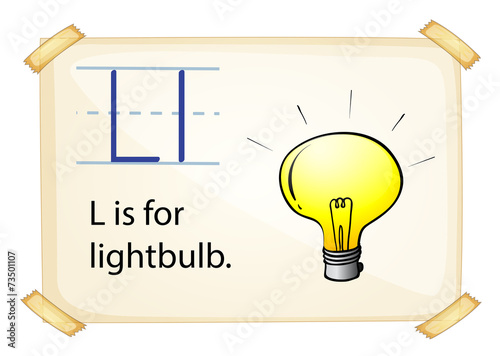 A letter L for lightbulb