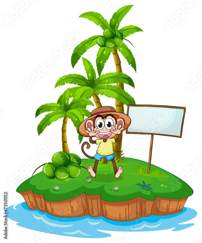 A monkey in the island with an empty board