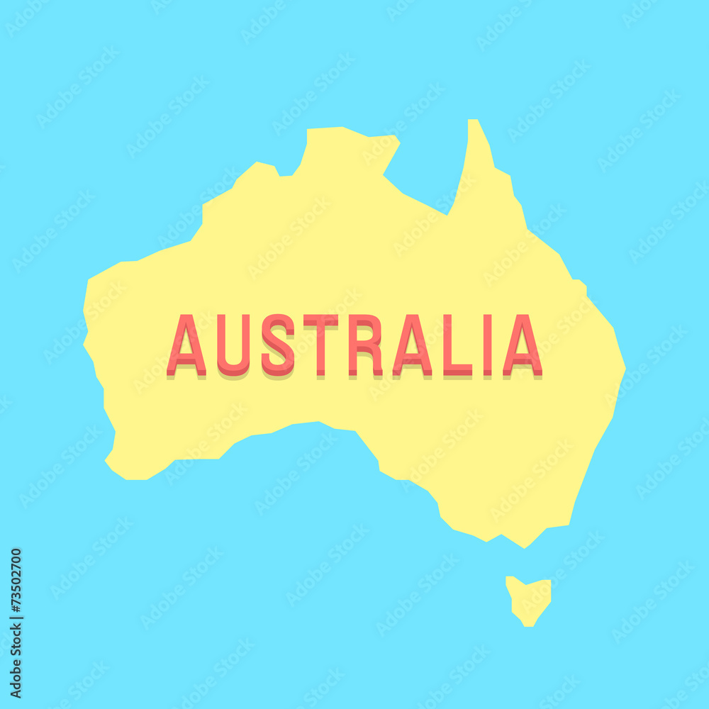 Obraz premium silhouette of Australia in yellow and blue colors
