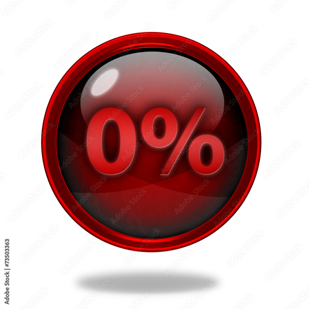 Zero percent circular icon on white background