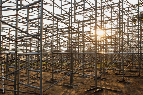 Steel scaffolding set up for temporary stadium in Phuket, Thaila