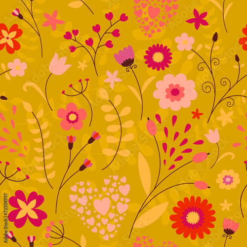 Fototapeta Naklejka Na Ścianę i Meble -  Cute colorful floral seamless pattern