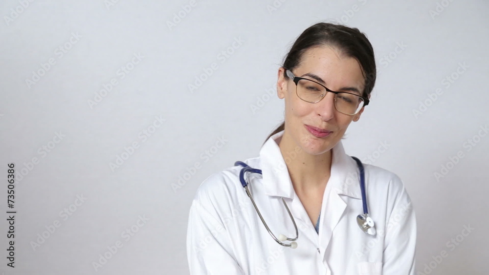 attractive female doctor looking straight at the camera attractive female doctor looking straight at the camera