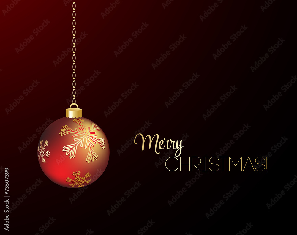Merry Christmas  card with red bauble