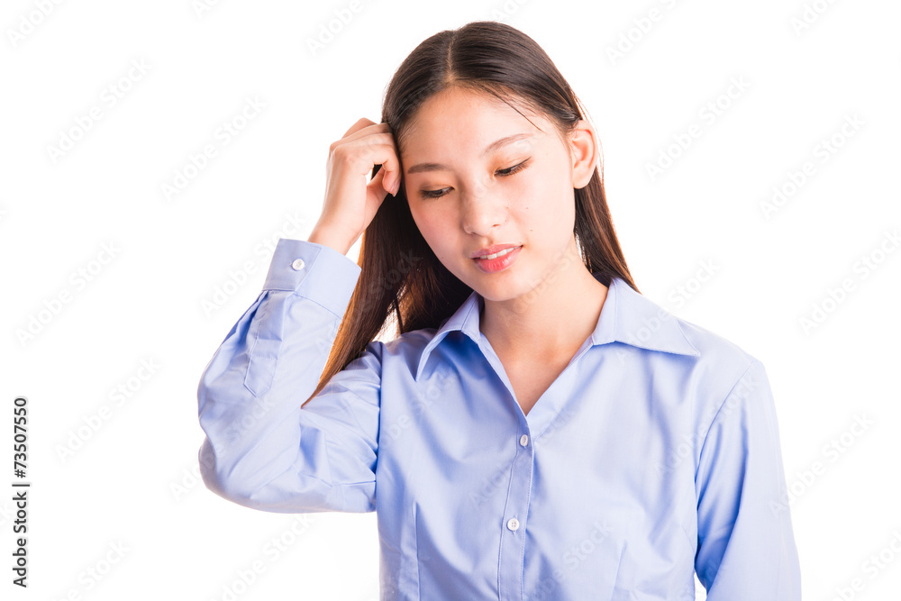Young business woman standing isolated on white Young business woman standing isolated on white