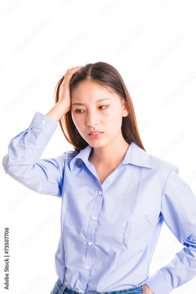 Young business woman standing isolated on white Young business woman standing isolated on white