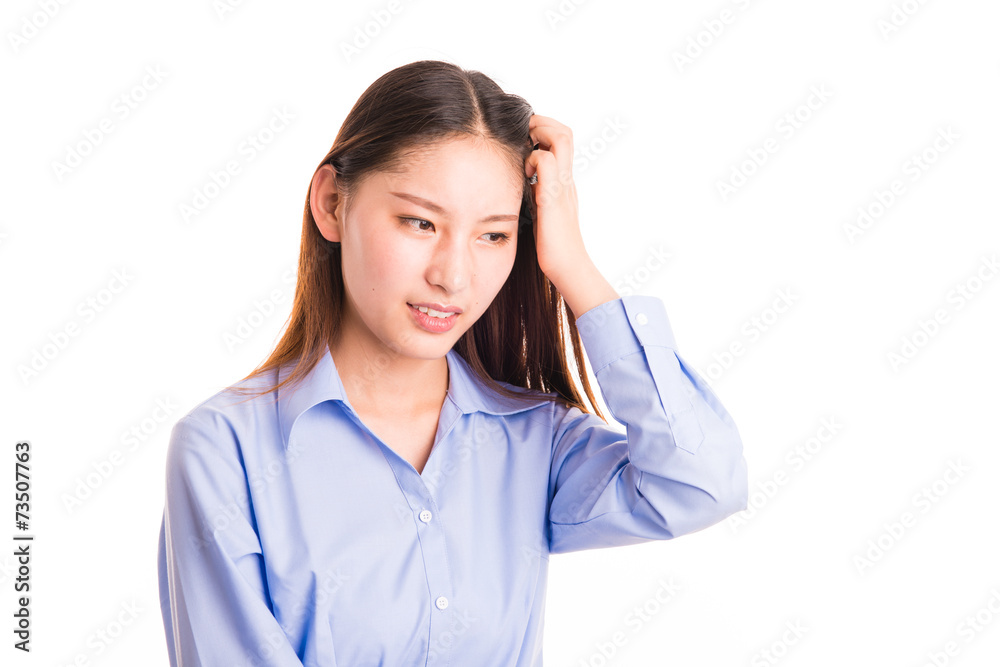 Young business woman standing isolated on white Young business woman standing isolated on white