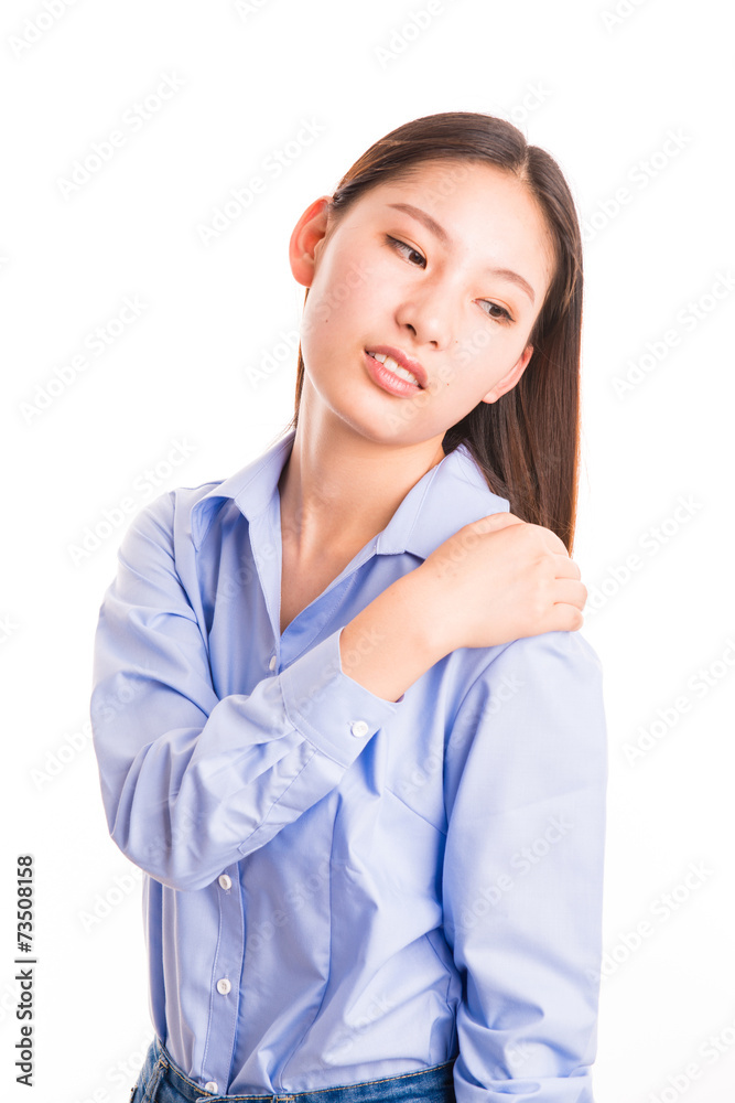 Young business woman standing isolated on white Young business woman standing isolated on white