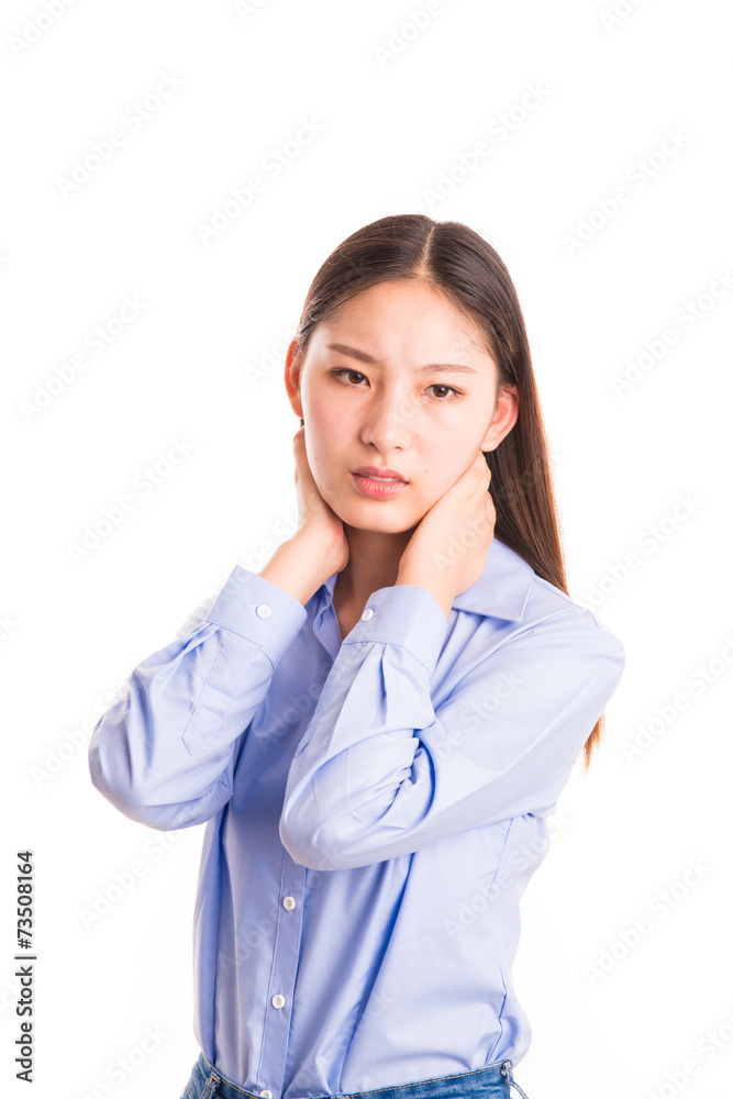 Young business woman standing isolated on white Young business woman standing isolated on white