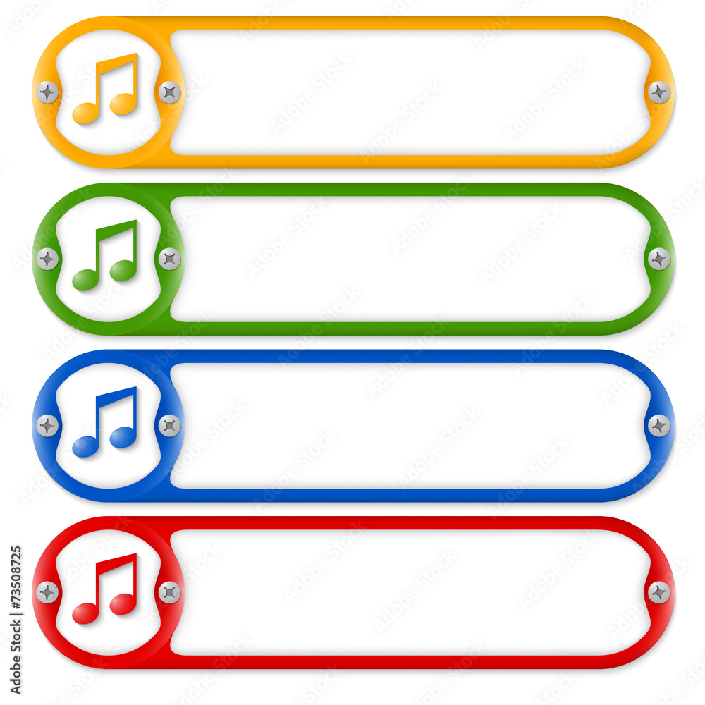 four frames with screws and music symbol four frames with screws and music symbol