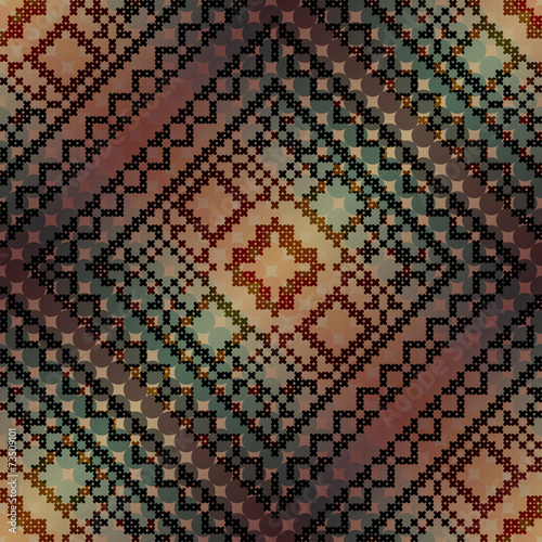 The cross-stitch pattern on diagonal gradient background.
