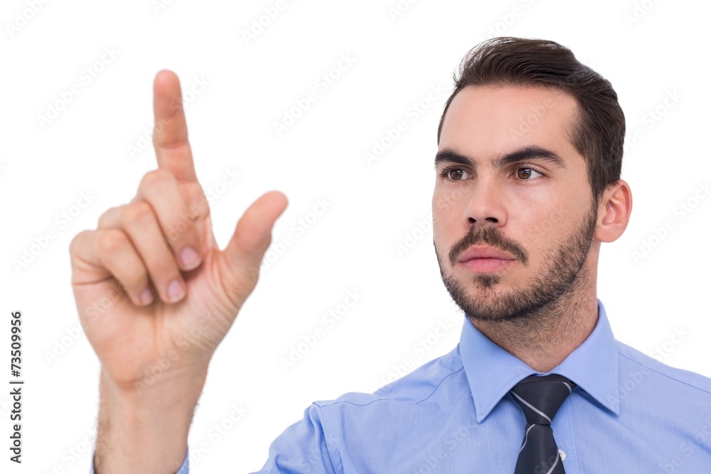 Businessman measuring something with his fingers Businessman measuring something with his fingers