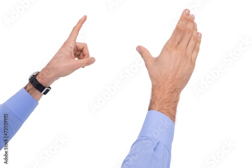 Businessman hands presenting something