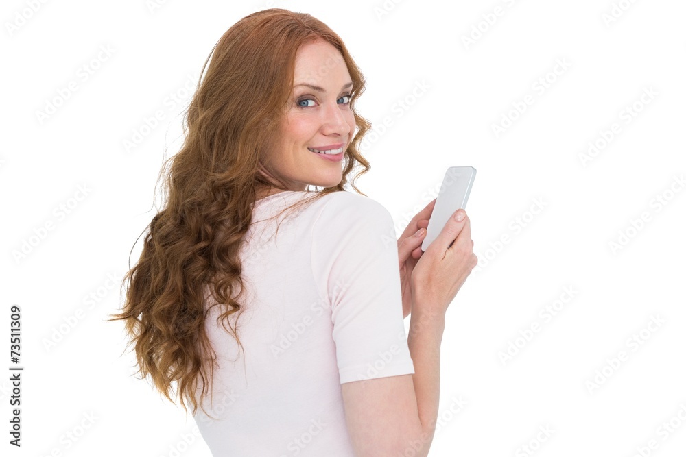 Pretty redhead sending text message Pretty redhead sending text message