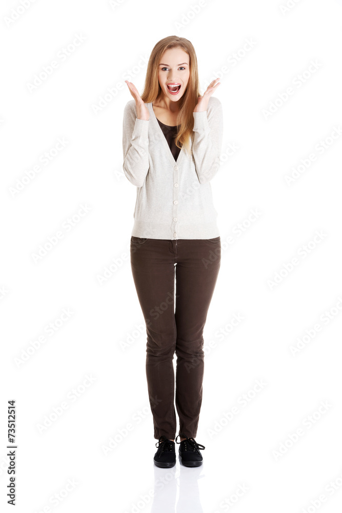 Full length surprised blonde woman Full length surprised blonde woman