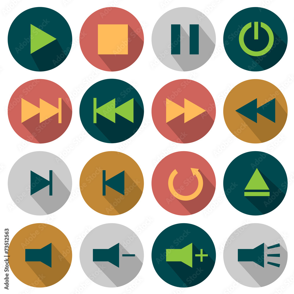 Flat Media icons Flat Media icons
