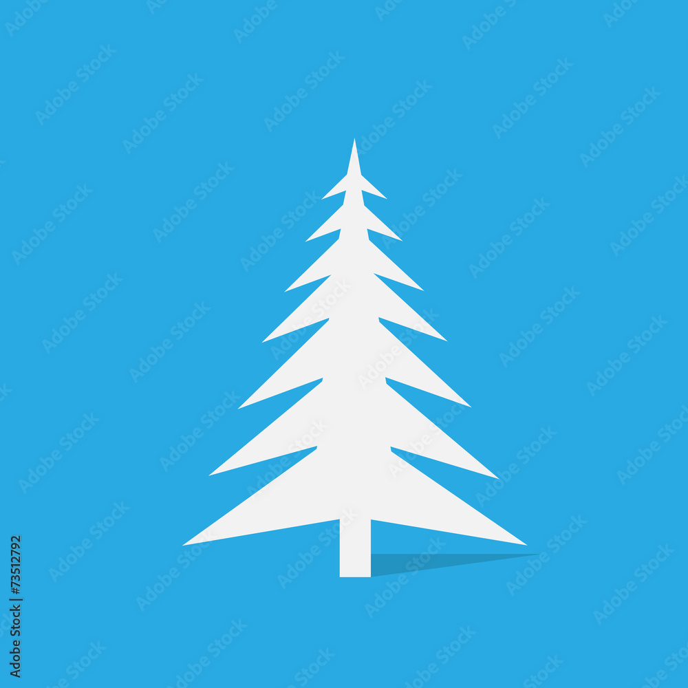 new year white christmas tree over blue background