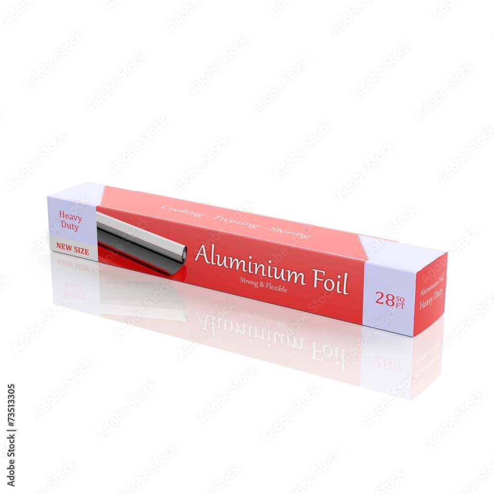 3D Aluminium Foil paper box isolated on white 3D Aluminium Foil paper box isolated on white