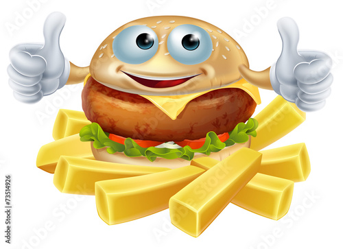 Cartoon hamburger and fries