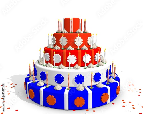 Nederlandse taart rood wit blauw en oranje
