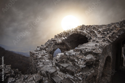 ancient military ruins in the dusk