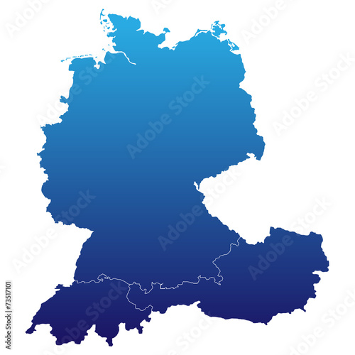 Deutschland, Österreich und Schweiz in blau