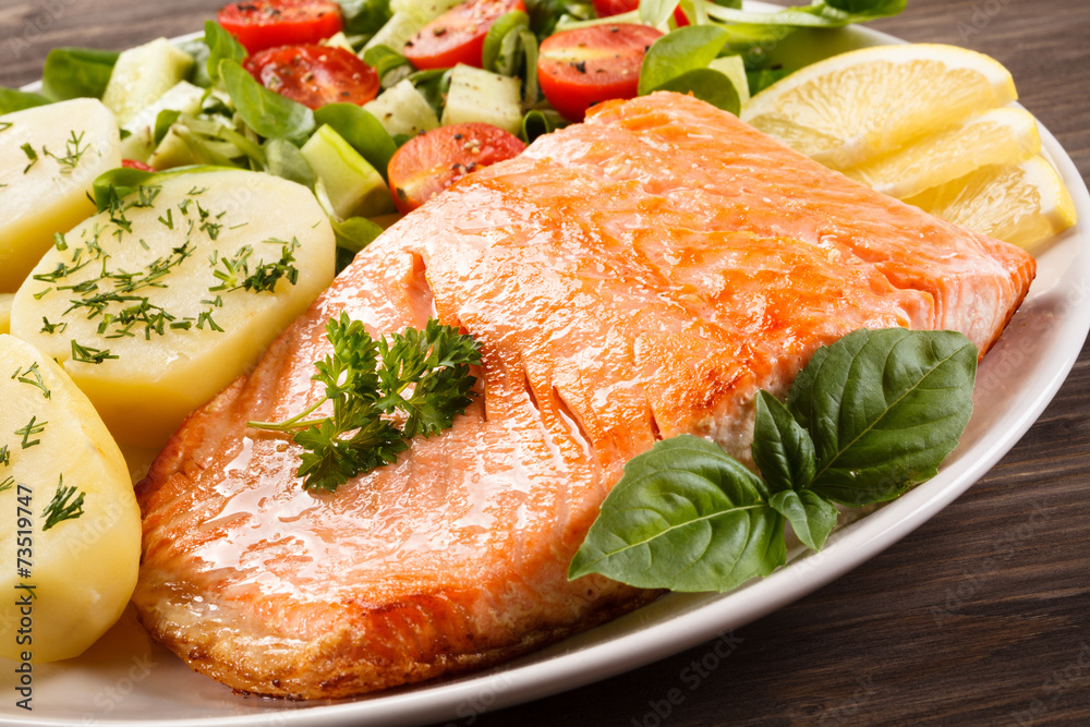 Grilled salmon and vegetables Grilled salmon and vegetables