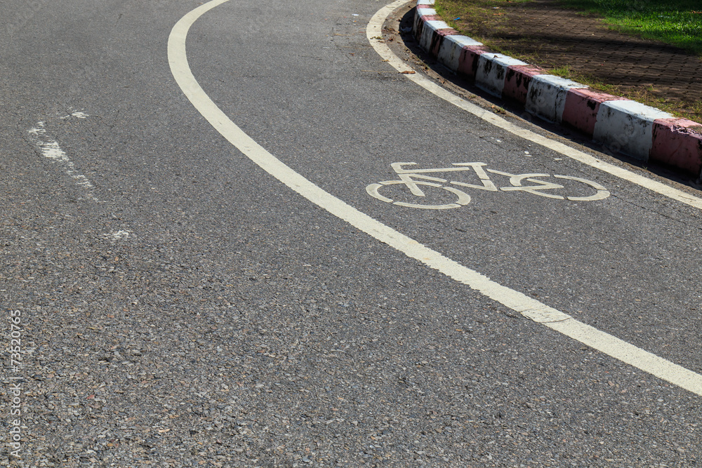 Obraz premium Bicycle sign or icon on the road in the park
