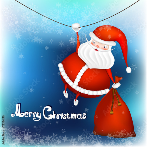 Vector Illustration of Santa Claus Carrying Sack Full of Gifts