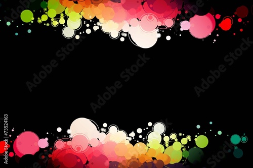 colored circles on a black background