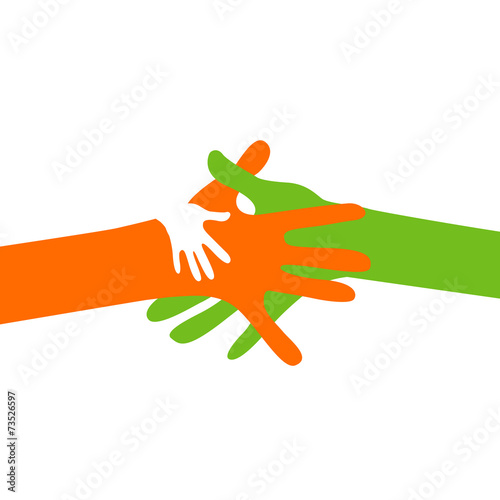 child and parents hands tog...