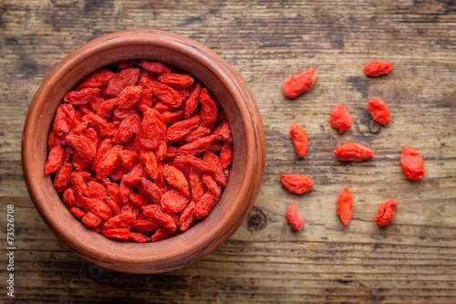 goji berries in a clay bowl