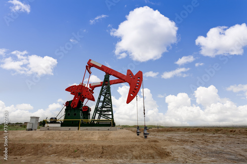 Working oil pump jacks on a oil field