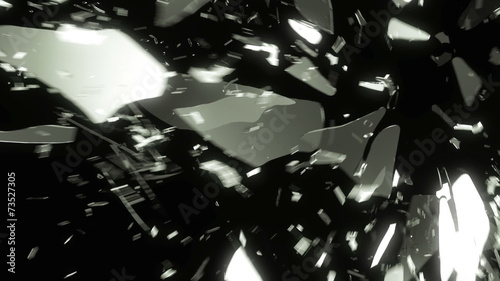 Glass shattered and broken slow motion and motion blur. Alpha