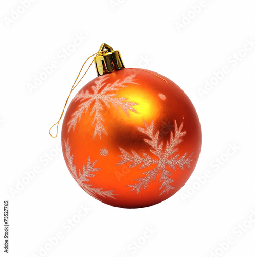 Beautiful Christmas ball orange on white
