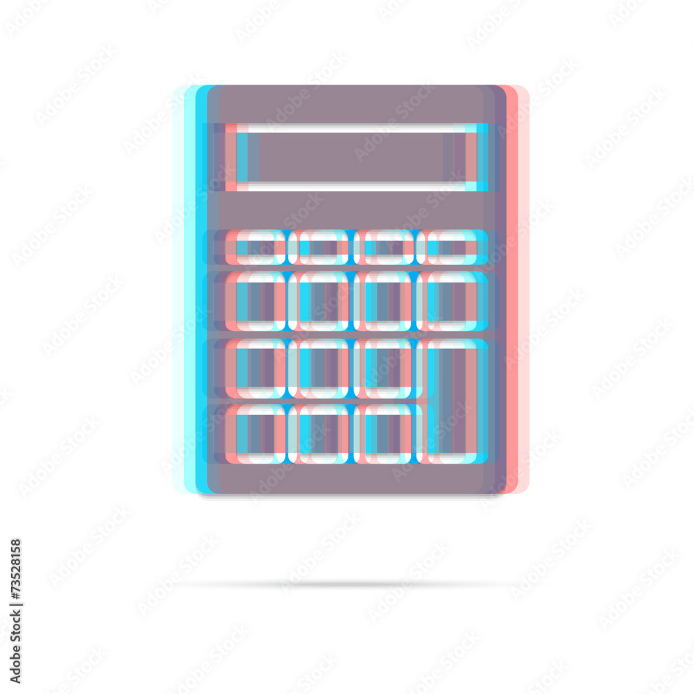 Calculator anagliph icon with shadow Calculator anagliph icon with shadow