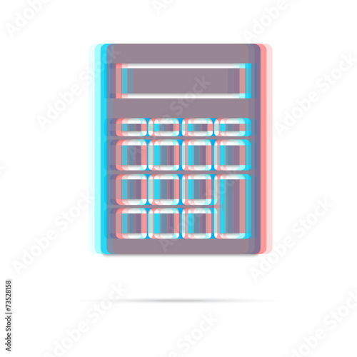 Calculator anagliph icon with shadow
