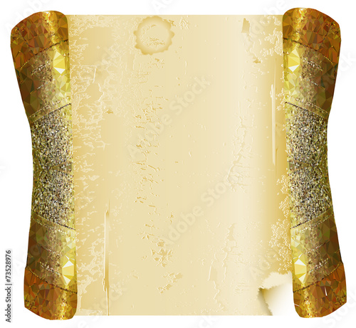 Vintage gold cracked scroll of parchment